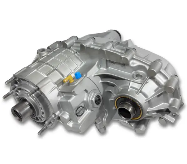 Front view of NP261HD remanufactured transfer case showing input shaft and front housing for 1999–2007 GM 2500/3500 trucks with 6.0L engine