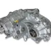 Front view of NP263XHD remanufactured transfer case for sale that is showing the input shaft and mounting face for 2001–2007 GM 2500HD/3500HD with Duramax or 8.1L engine